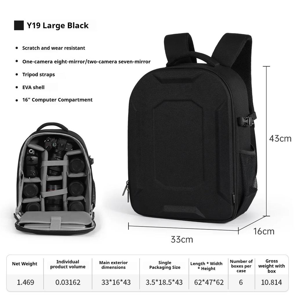 YAKUSS EVA Hard Case Camera Bag Professional Protective Backpack SLR Camera Storage Backpack With Computer Compartment