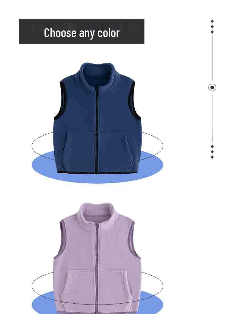 Class A Fleece Kids' Sleeveless Vest for Boys & Girls - Thickened Plus Velvet