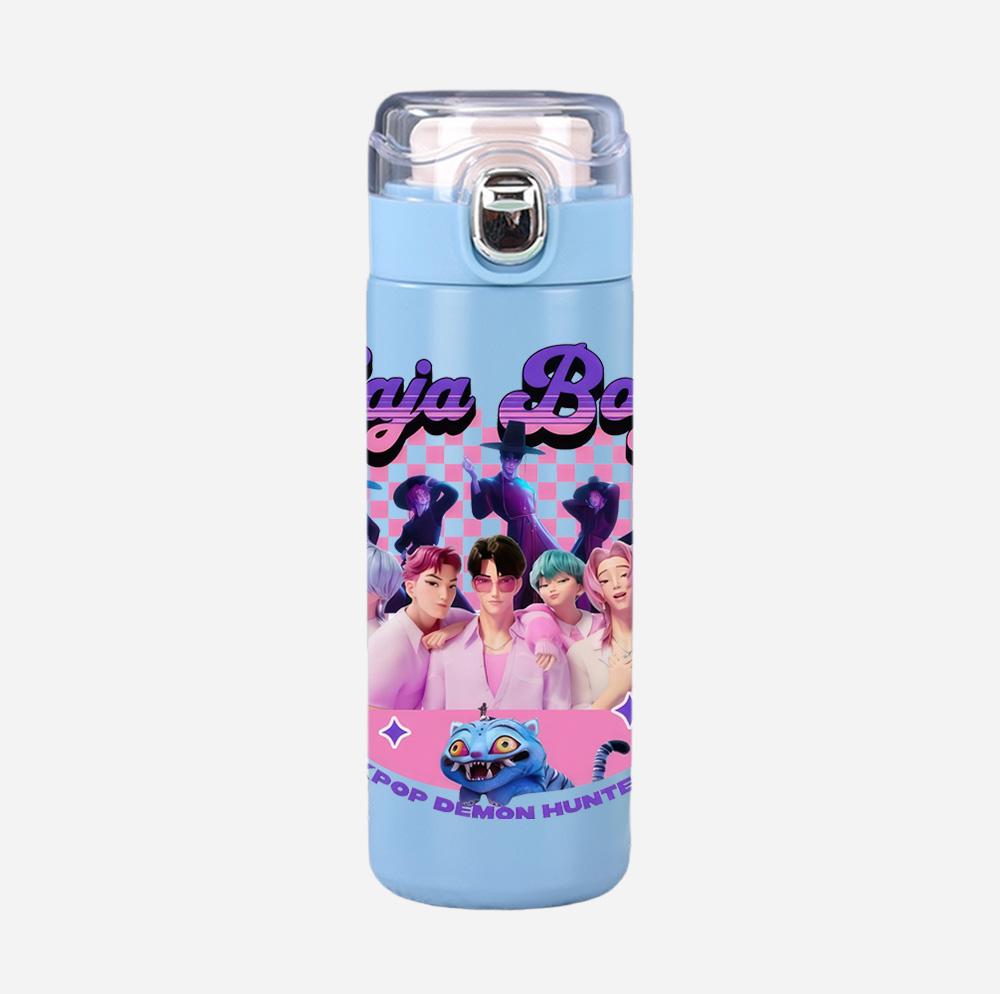 New Anime K-Pop Demon Hunters Printed 400Ml Water Bottle Thermos Cup Portable Stainless Steel Leak Proof Camping Water Cup Kid Gifts