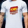 Spain Champion National Flag Football Graphic Cotton Tee Unisex Crew Neck Short Sleeve Casual S