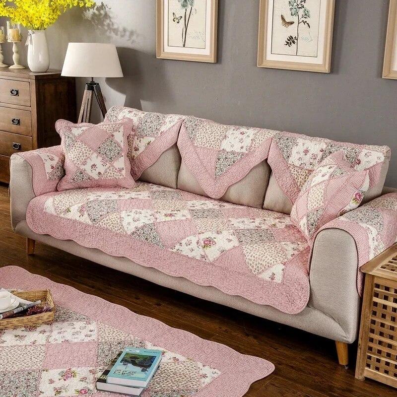 Gird Anti Slip Sofa Cover Cushion Machine Washable Modular Fashionable Sofa Mat Fresh Small Floral Sofa Cushion Cover