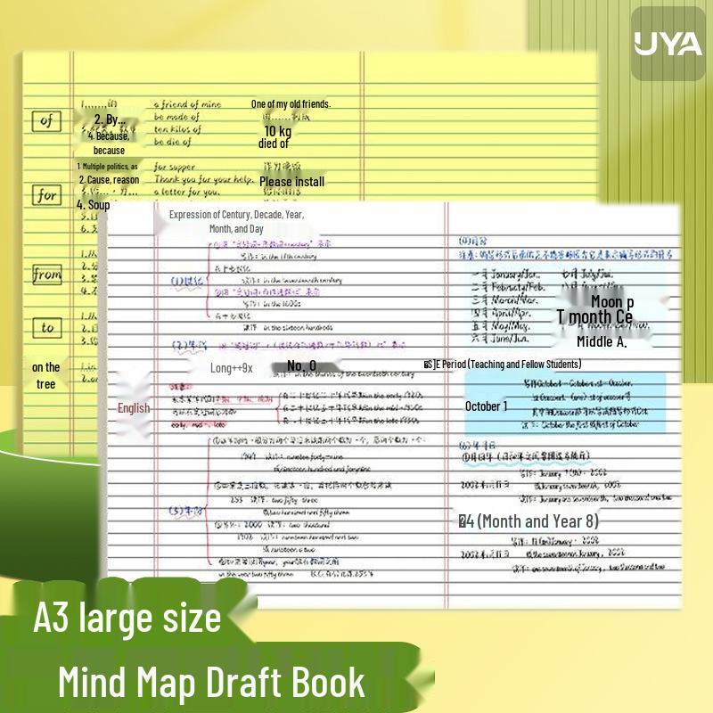 A3 Mind Map Tearable Practice Test Notebook with Horizontal Lines for Student Problem-Solving and Postgraduate Exam Preparation.