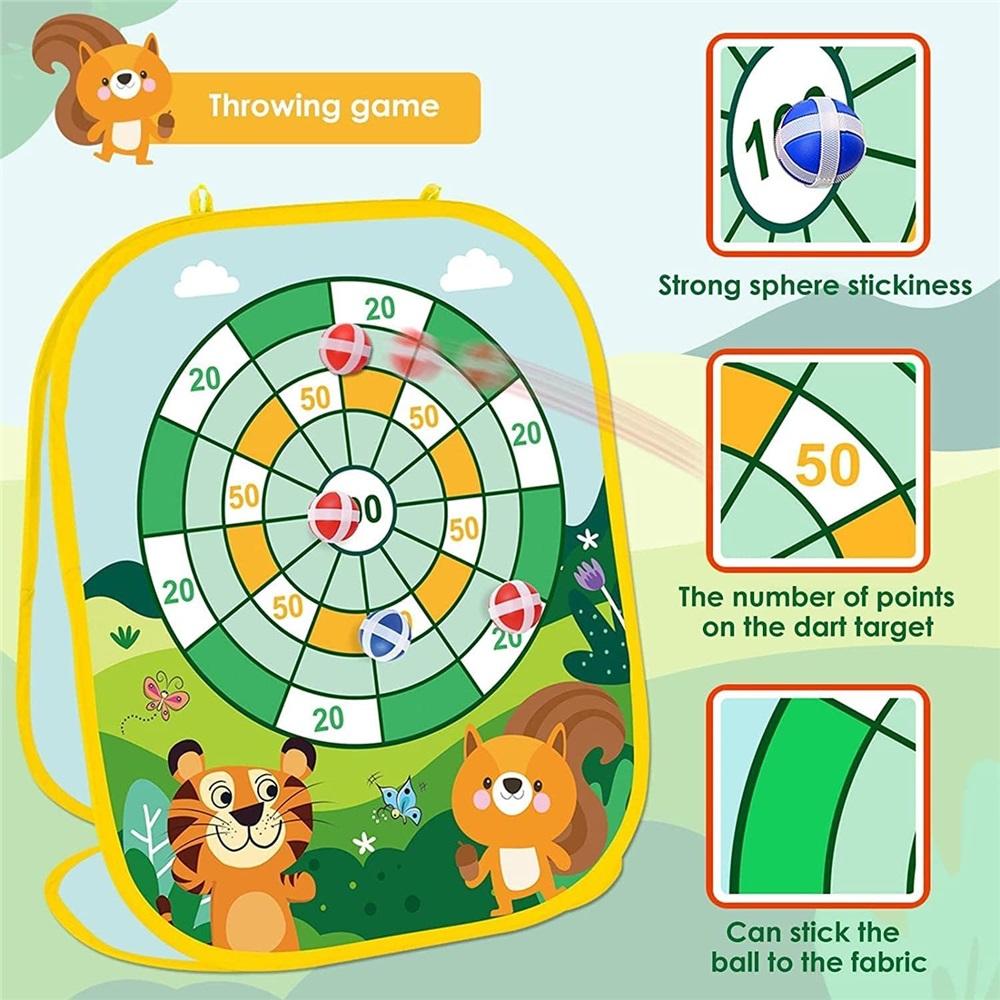 3 In 1 Throwing Bean Bag Game Toy, Lion Forest Theme Collapsible Cornhole Game, Safety Darts And Tic Tac Toe For Indoor And Outdoor Garden Parties