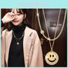 Elegant Double Layer Smiley Face Necklace For Women In Stylish Korean Design Available In Silver And Gold Elegant Titanium Steel Material