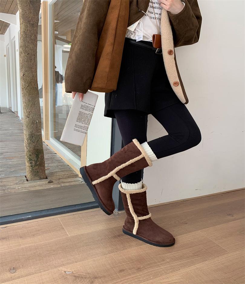 2025 autumn and winter new women's shoes platform plush Martin boots wool cotton boots fashion cashmere two wear snow boots