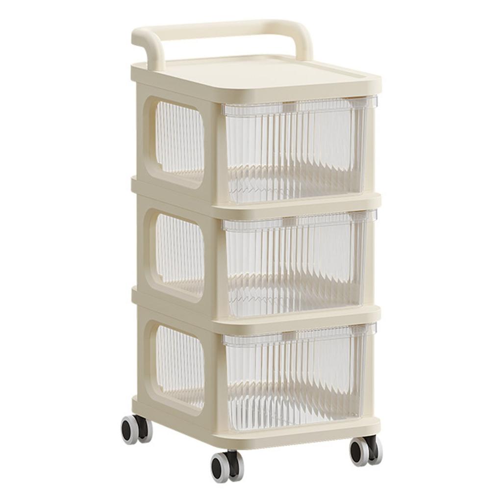 Rollwagen mit durchsichtiger Schublade Multifunktionaler Rollender Aufbewahrungswagen Organizer mit Rädern für Schlafzimmer