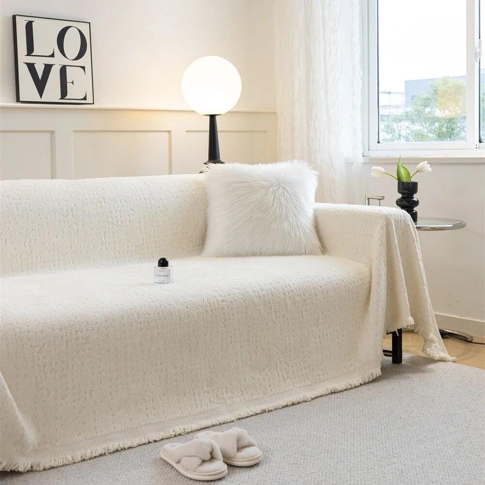 Nordic Throw Blankets for Sofa Bed Single Four Season Plush Sofa Cover Dust Anti-cat Scratch Protection Cover Two-seat Sofa