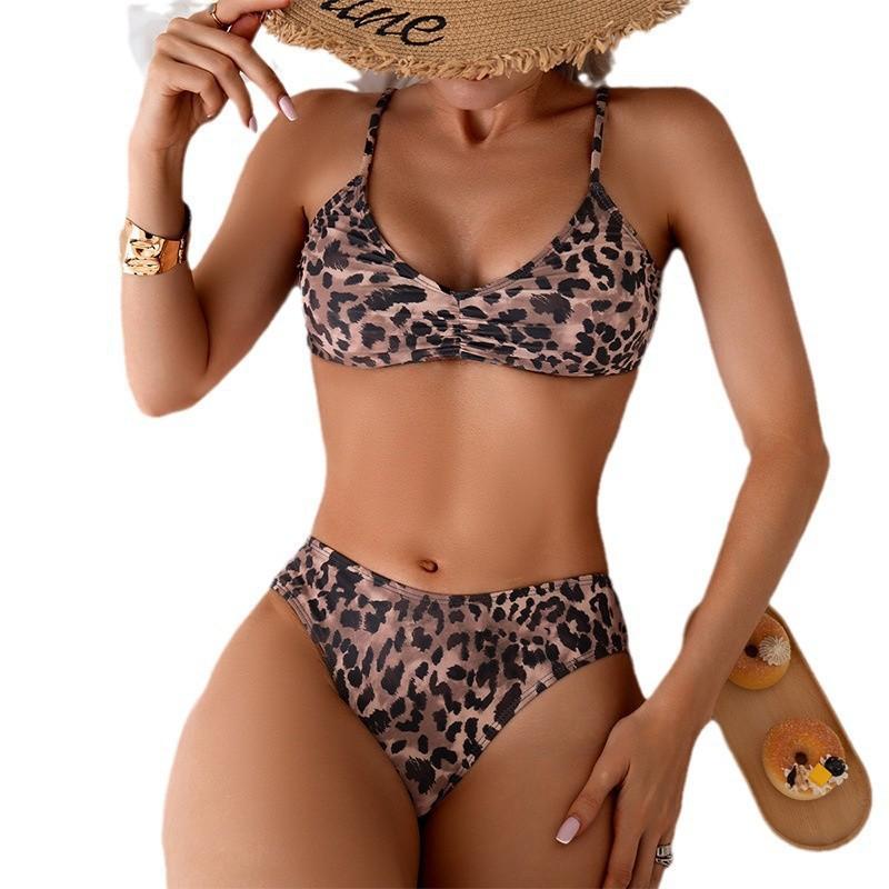 26 Sexy Split Swimsuit Women's Leopard Print Seaside Tight Bikini Backless No