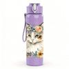1PC Floral Crown Cat Portrait Print 750ml Color Plastic Sports Water Bottle Leakproof Flip Straw Lid Suitable for Sports Office Home Use