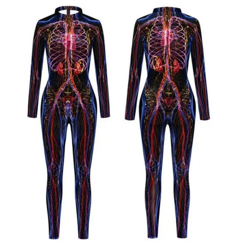 

Жінка Будова людського тіла Тканина Комбінезон Тулуб людини Анатомія Прилад Хеллоуїнська вечірка Модний купальник Костюм зентаї XL чорний