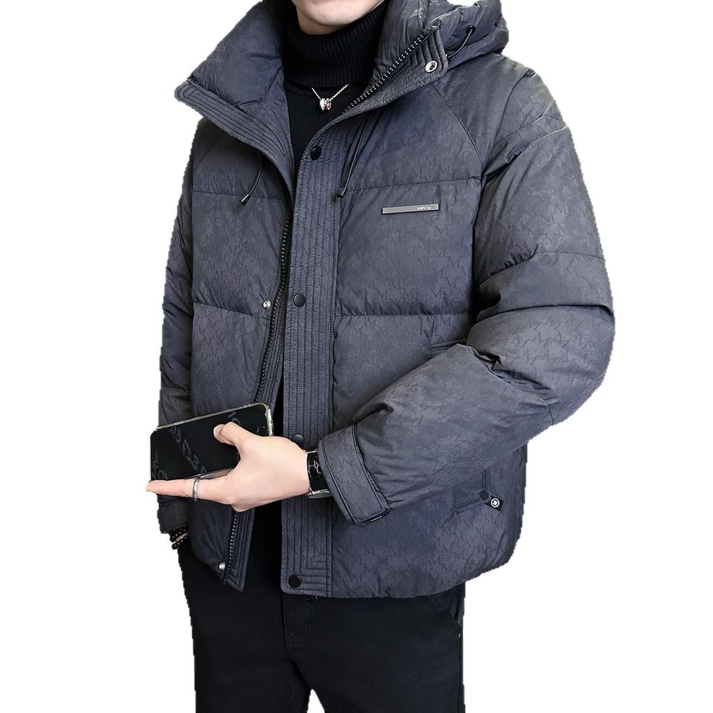 Men's Winter 2025 Trendy Hooded Printed Down Jacket - Fashionable, Thick, and Warm Outerwear