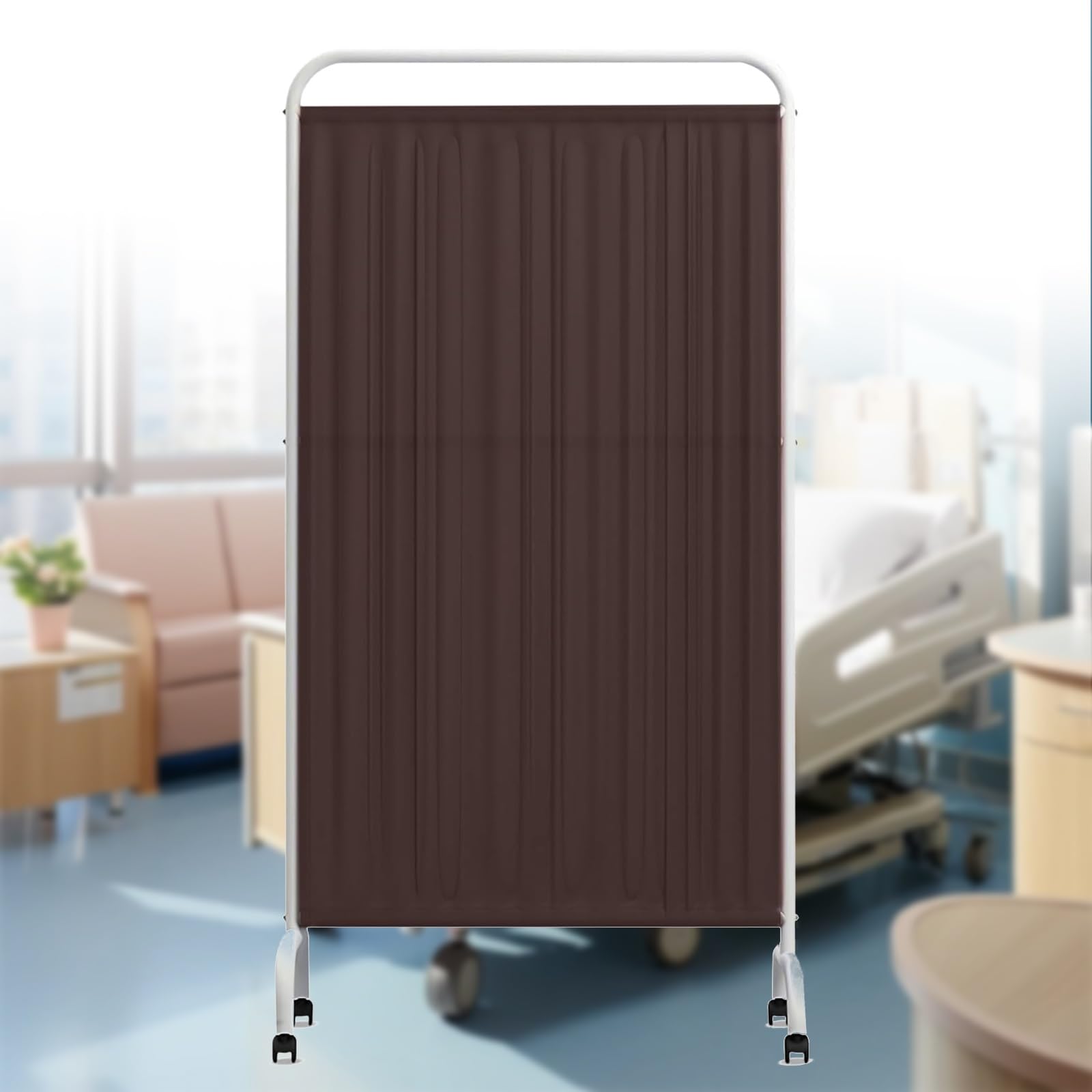 Partition Portable Medical Divider, Room Divider, 180cm Medical Privacy Screen, Divider Wall with Lockable Casters, Freely Splicable Partition (Brown) One size
