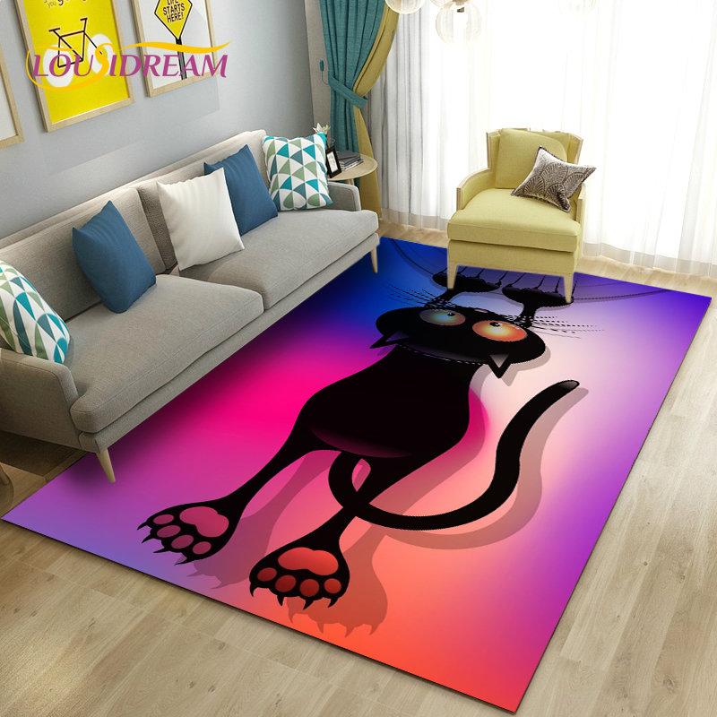 3D Cartoon Cute Cat Area Rug,Carpet Rug for Living Room Bedroom Sofa Doormat Kitchen Decoration,Kid Play Game Non-slip Floor Mat