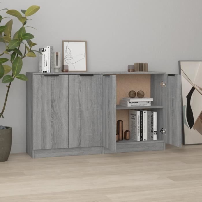 3115778 vidaXL Buffets 2 pcs Sonoma gris 60x30x70 cm Bois d'ingénierie