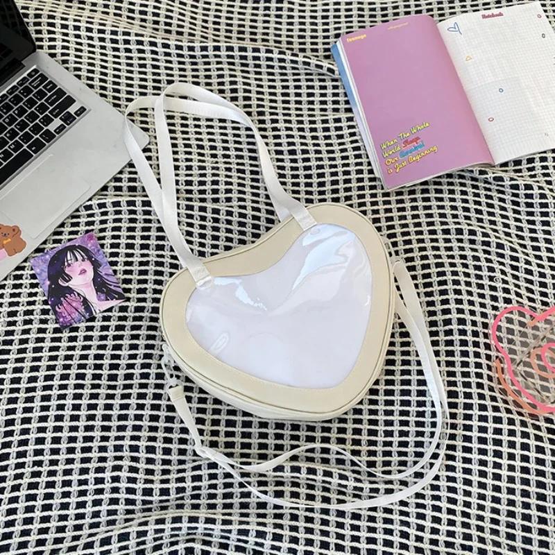 Love Heart Transparent Itabag Women JK Uniform Crossbody Bag Girls Purse And Handbag