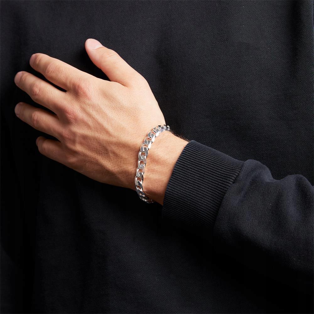 Silver Men' Bracelet 8mm THICK 925 Silver ITALIAN + FREE