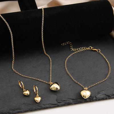 4Pcs/Set Exquisite Heart Earrings Necklace Women'S Bracelet  Simple Romantic Pendant Jewelry Set  Trendy Gifts