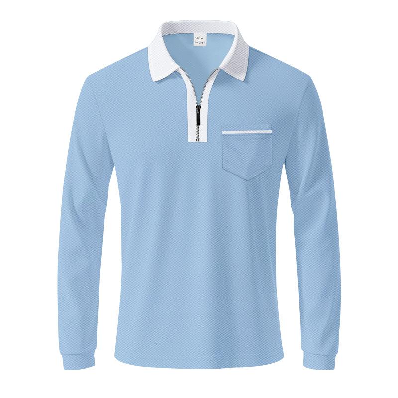 Spring Classic British-style POLO Shirt with Zipper Quick-drying and Breathable