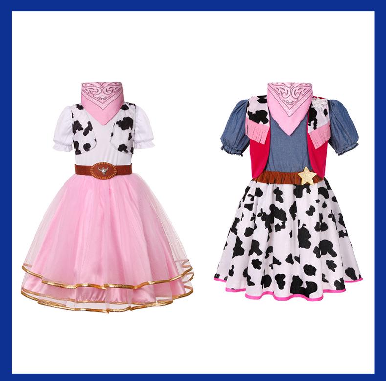 Girls' Pink Denim Western Cowboy Skirt Halloween Costume Set