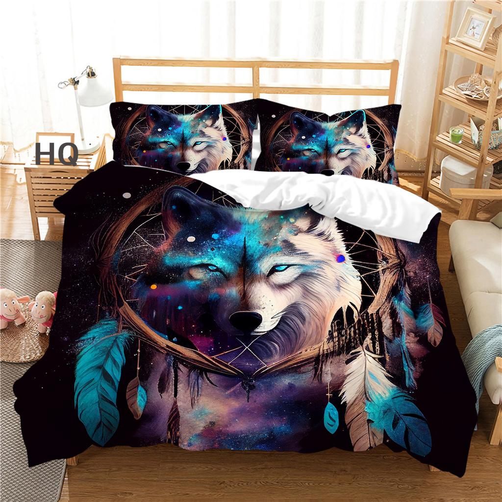 3D Animal Theme Bedding Set Wolf Pattern Quilt Cover Pillowcase AU/EU/US Double Bed/double Bed Full Size Cover Gift