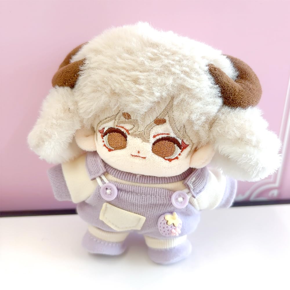 T-shirt, Overalls, and Shoes Set for 10cm Dolls, Lavender, Plush Toy, Kigurumi, Accessories, Otaku Activities, Doll, Mascot, Kpopdoll Costume [Used]