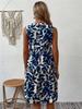 Sommermode Böhmisch Bedrucktes Plisseekleid Damen Locker V-Ausschnitt Lässig