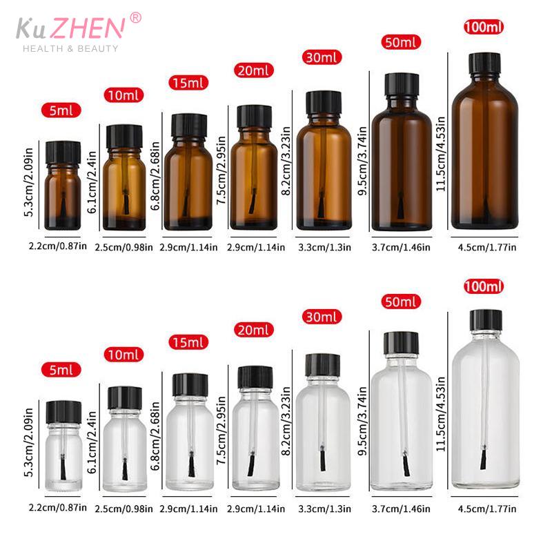 5/10/15/20/30/50/100ml Braune / Klare Nachfüllbare Nagellackflaschen Touch-up Aufbewahrungsbehälter Mit Pinselkappe DIY Bastelbehälter