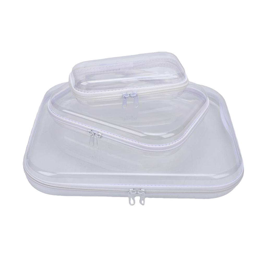 3 Stück PVC-Reißverschluss-Aufbewahrungsbeutel Hartschalen-Reiseorganizer-Set Groß Mittel Klein Transparent für Snacks Kosmetik