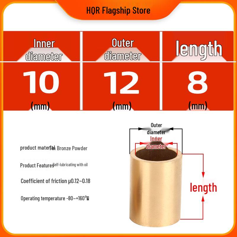 Self-Lubricating Oil-Impregnated Copper Bearing Bushing, Inner Guide 3-5, 6-8, 10-14, 15-32