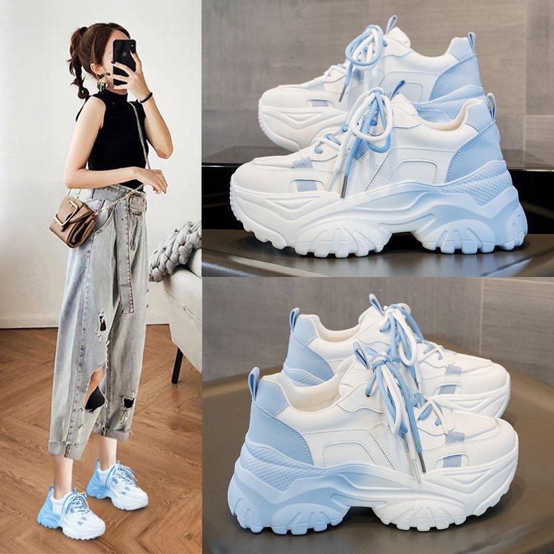 Korean Version of Popular Dad Shoes Women 2025 Spring and Summer New Versatile Muffin Thick Sole Heightening Casual Sports Shoes Little White Shoes