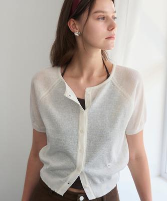 Haint Melua Round Knit Cardigan 4Col_Ivory
