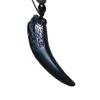 King of Medicine Stone: Men's Double-Sided Wolf Tooth Serpentine Jade Pendant Amulet In Dark Green