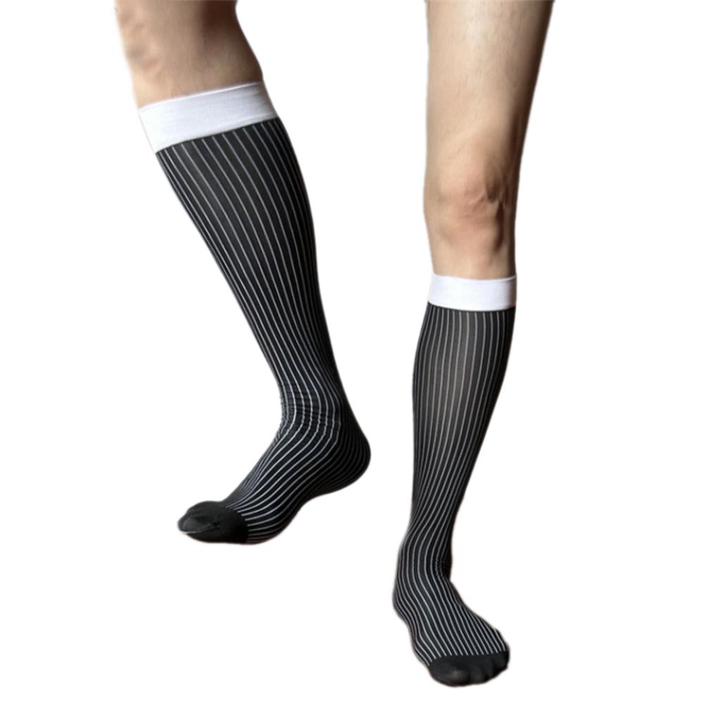 Men's Knee Highs Dress Socks Over the Calf Socks Business Work Socks Nylon Stockings Sheer Casual Socks Hosiery Gifts