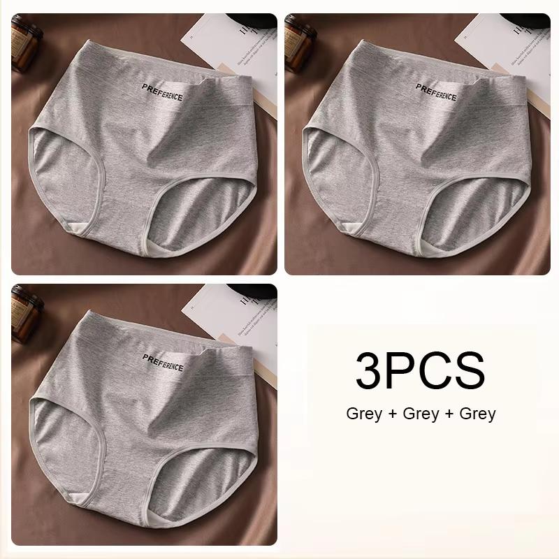 3PCS Women High Waist Briefs Pure Cotton Breathable Underwear, Plus Size Soft Ladies Triangular Panties Lingerie