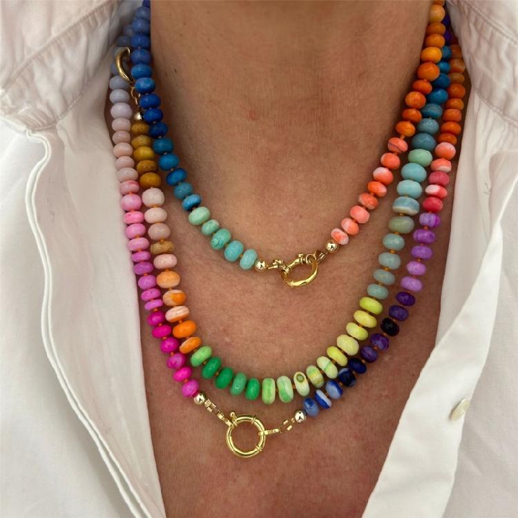 Elegant Handmade Flower Bead Necklace Multicolor Glass Beads Jewelry For Everyday Fashion Accessories