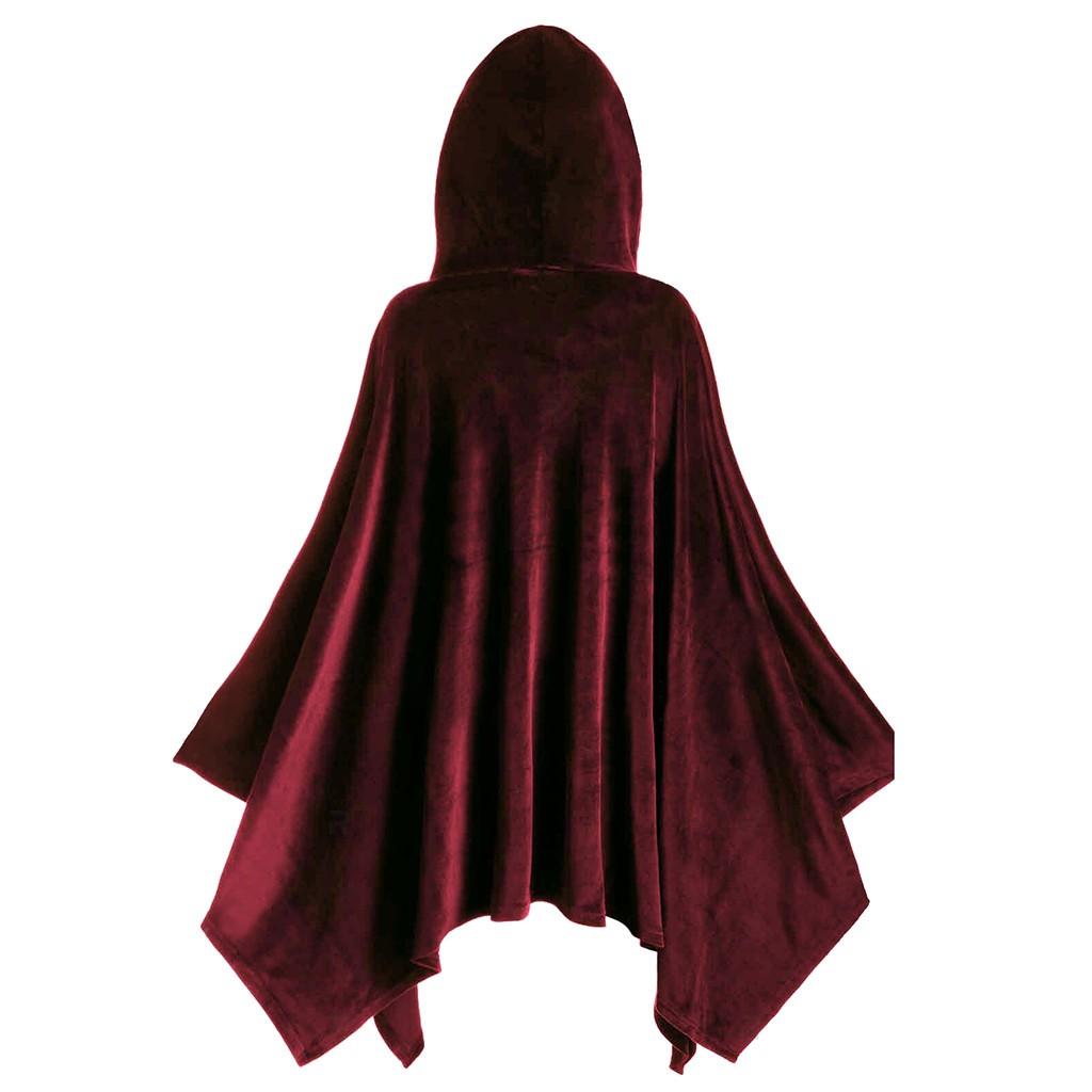 Ladies Hooded Cape Color Cloak Cosplay Costume Cape