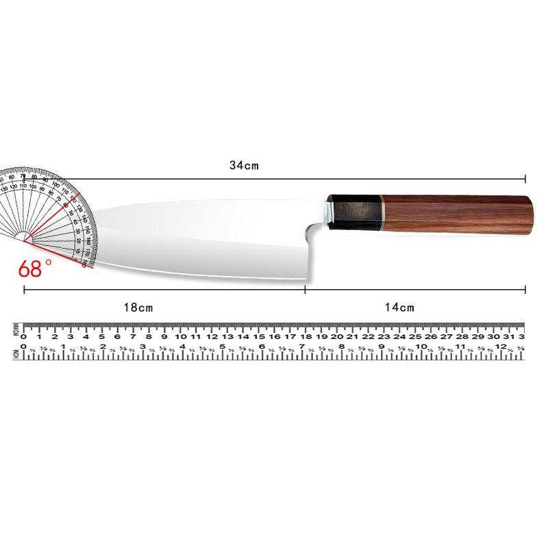 Deba Knife Single-edged Blade Germany 1.4116 Steel Wood Handle Chef Cleaver Sashimi Meat Slicing Sushi Vegetables Kitchen Knives