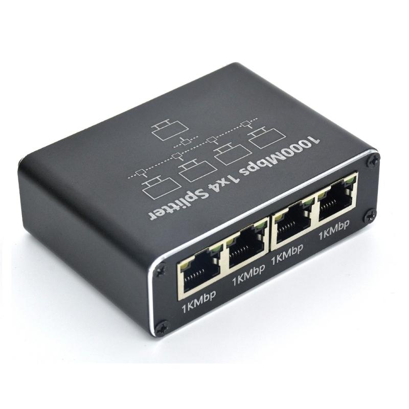 LAN Splitter 1 to 2 3 4 1000 Mbps Ethernet Splitter with Type C Power Cable Gigabit Switches for Computer, Hub, Routers