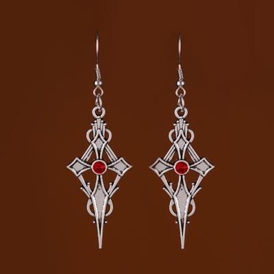 Steampunk Fashion Red Rhinestone Drop Earrings for Women