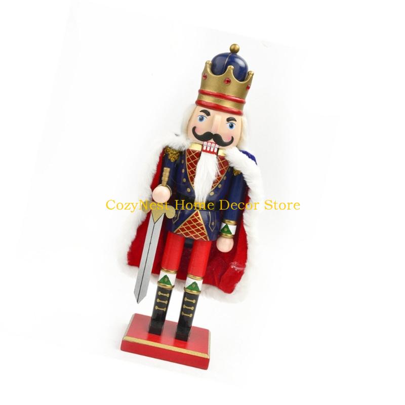 92MF Classical Nutcrackers Soldier Sculpture 38Cm Handmade Wooden Christmas Decoration For Festival Interior Styling
