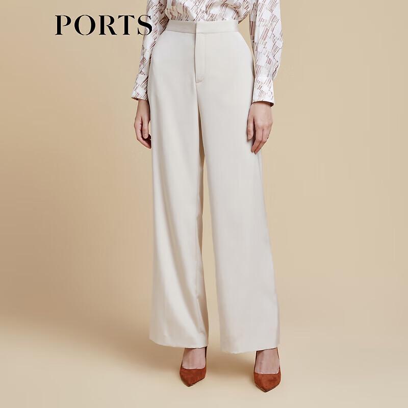 PORTS Women's Oatmeal Gray Wide-Leg Pants