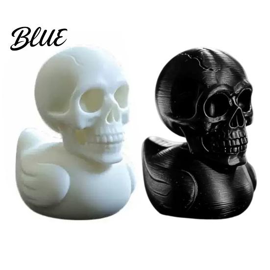 Trendy Desktop Accessory 3D Printed Skull Duck Figurine Gothic Skeleton Head Statue Halloween Black White Art Spooky Desk Ornament Quirky