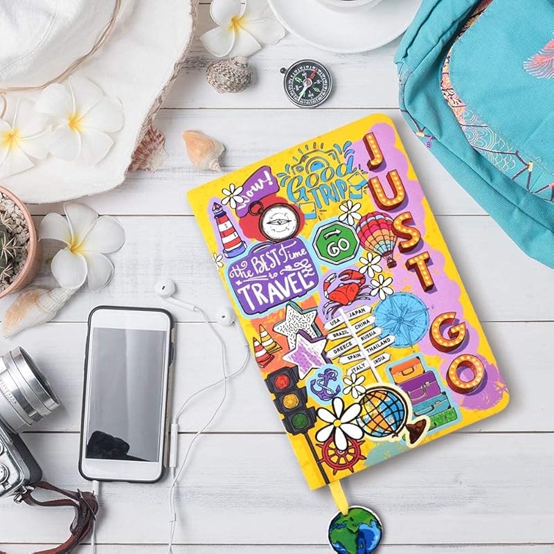 

Doodle Hard Bound A5 Travel Diary With Bookmark Dangler I 80 Gsm I 160 Ruled Pages I Foam Padded (Good Trip) A5