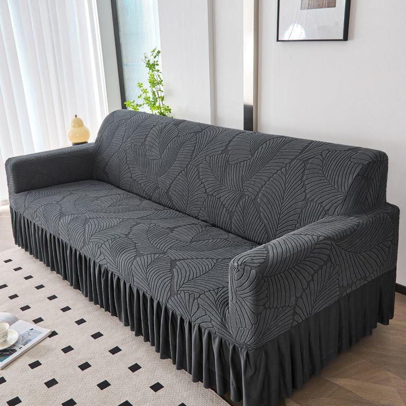 1pc Luxury Wrapped Sofa Cover with Pleated Skirt - Soft, All-Season for Living Room, Bedroom, Office, Sofa Covers for Living Room