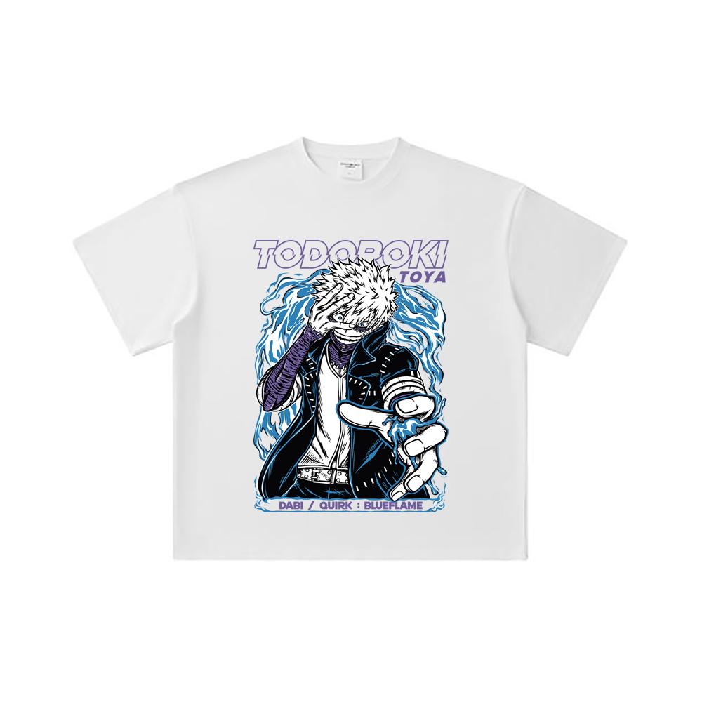 260 GSM Double Yarn 32 Count 100% Cotton My Hero Academia V11 Dabi Print Unisex Heavy Cotton T Shirt