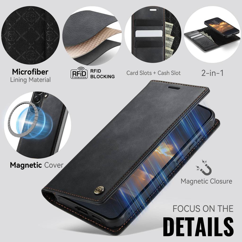 Per Samsung Galaxy A57 Custodia a Portafoglio Magnetica 2-in-1 Staccabile Compatibile MagSafe Porta Carte con Blocco RFID Cover Antiurto