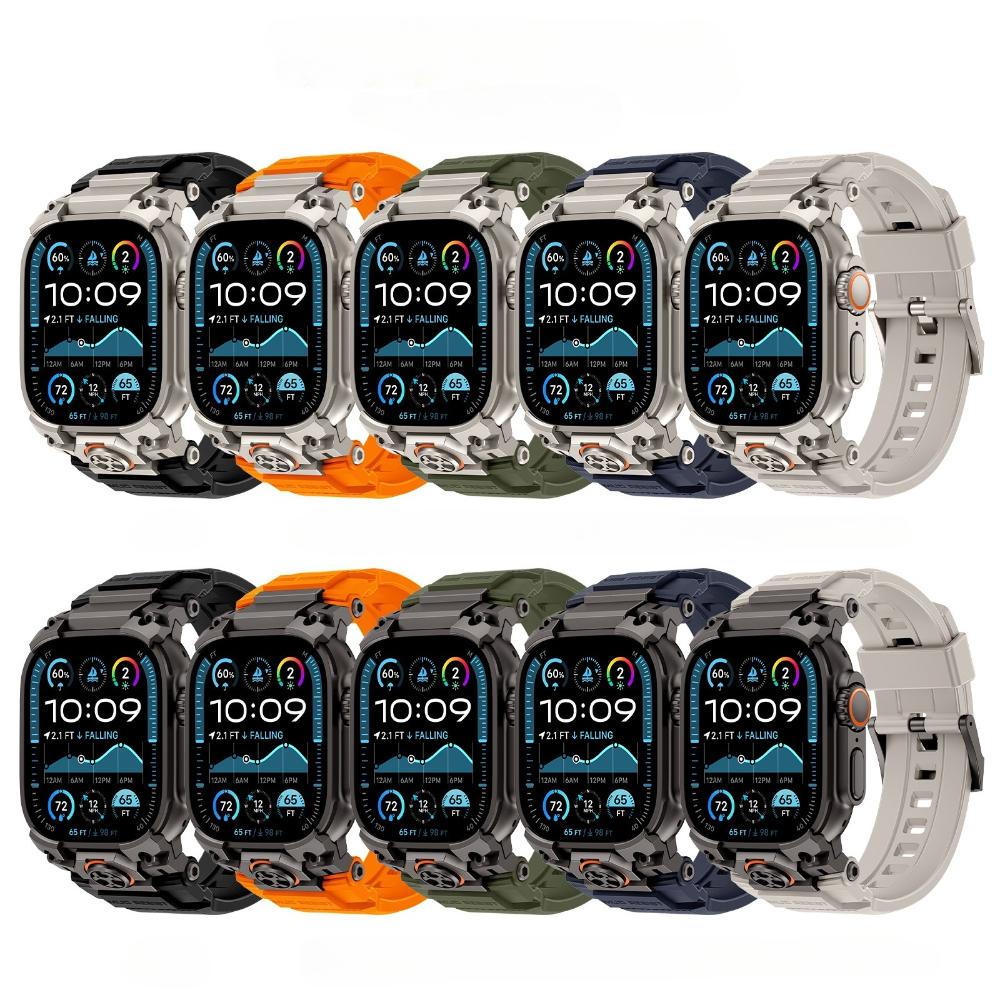 Luxusní gumový řemínek pro Apple Watch Band Ultra 3 49mm Kovový konektor Náramek pro iWatch ULTRA 2 1 49MM Silikonový pánský řemínek