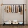 Extra Thick Double Row Vertical Clothes Rack with Wheels for Bedroom Storage