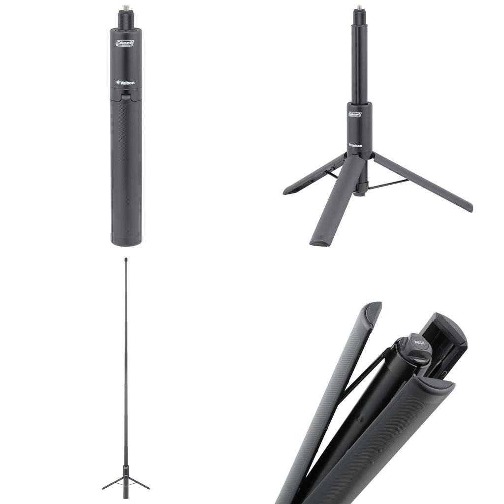 Velbon Smartphone Tripod Coleman Multi Stand 360II Black Action Camera Invisible Selfie Stick Stand with Smartphone Adapter GoPro Adapter Compatible
