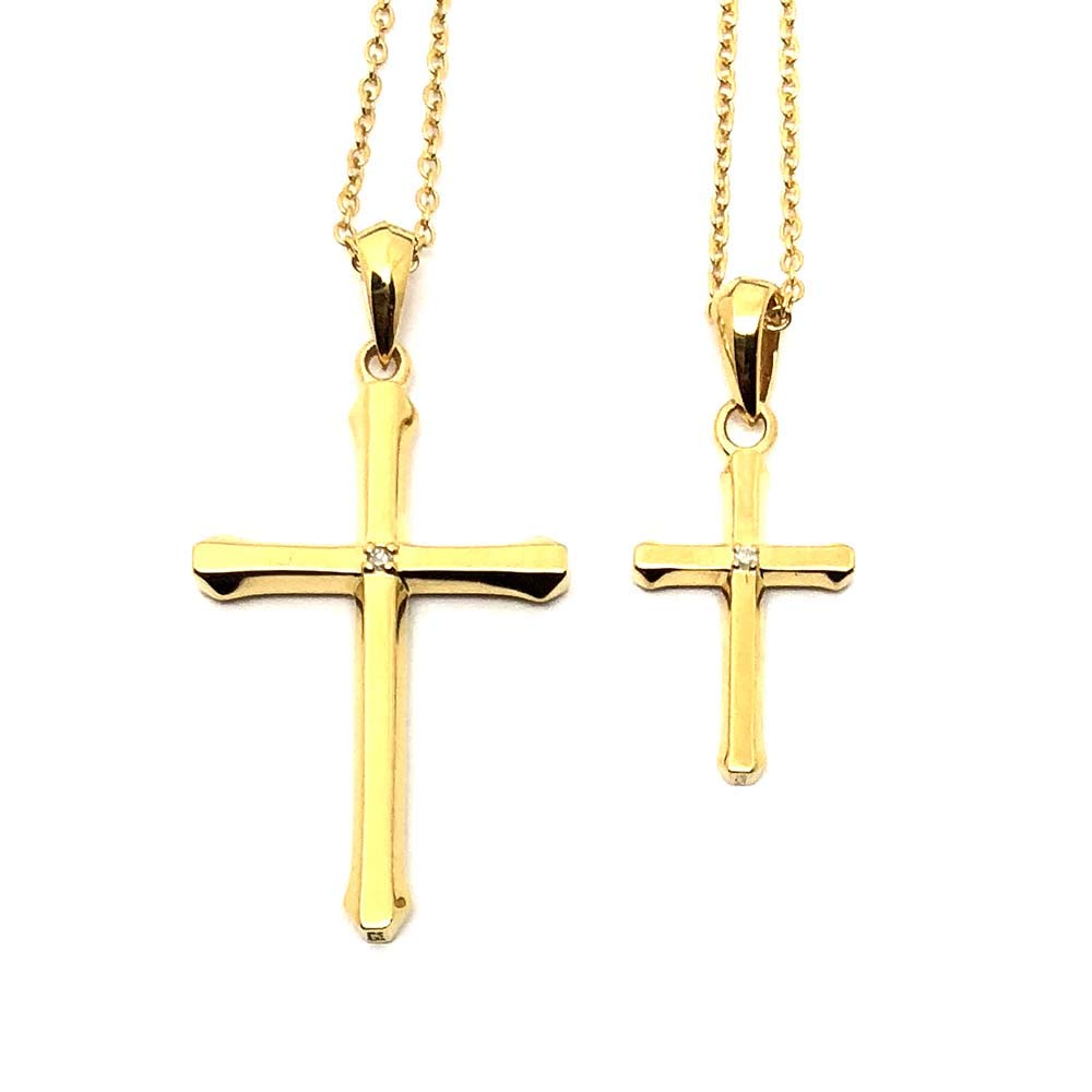 

Stag Pair Necklace Cross Diamond 23K Gold 925 Silver Necklace [Royal Zest] (Pair) золотий